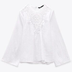 ZARA Mixed Linen Blend Top